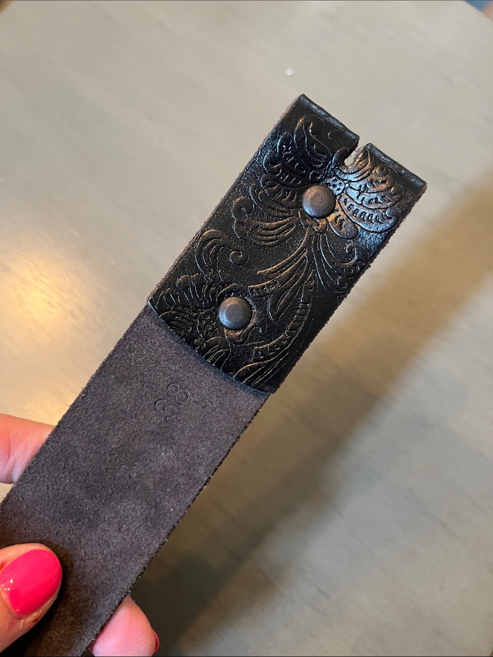 NEW BELTs heavy duty genuine full grain floral engraved tool leather belt Strap - Picture 6 of 9